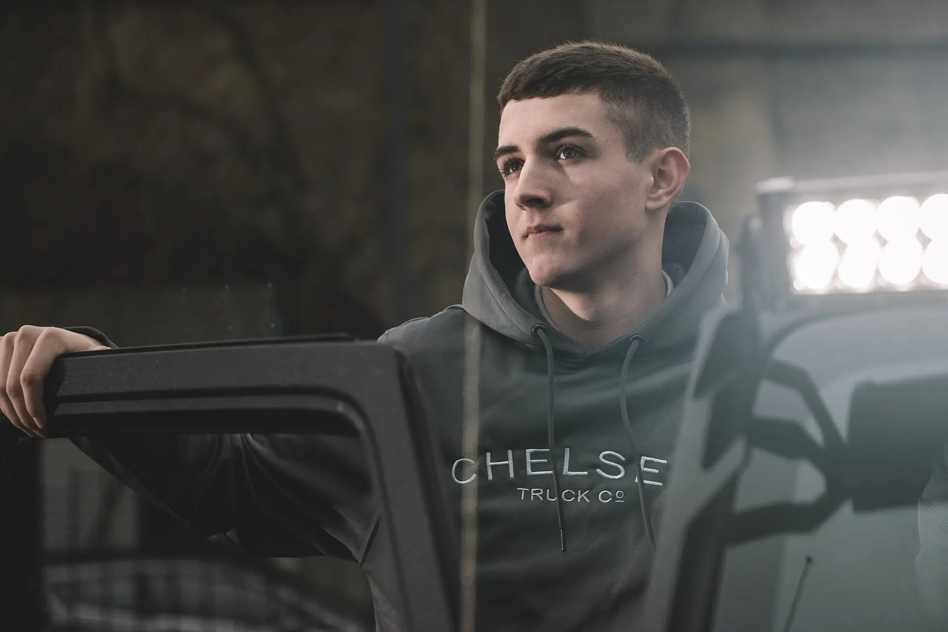 Men's Steel Grey with Silver Embroidery Chelsea Truck Co Hoodie - Image 7