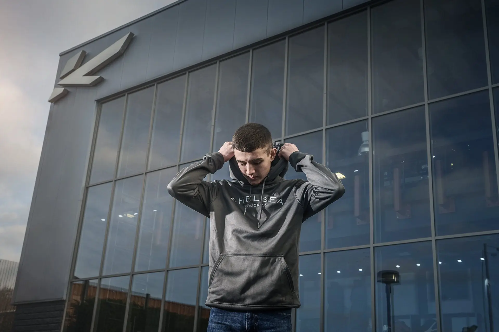 Men's Steel Grey with Silver Embroidery Chelsea Truck Co Hoodie - Image 8