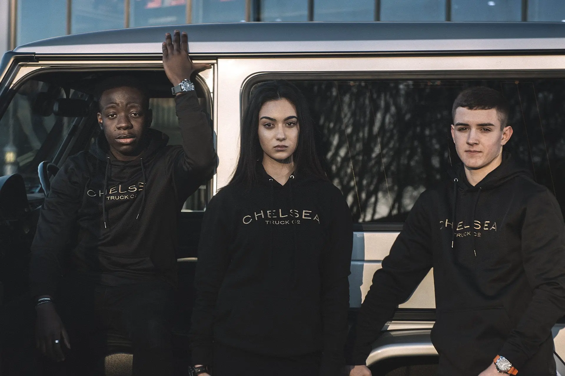 Mens' Black/Gold Embroidery Chelsea Truck Co Hoodie - Image 3